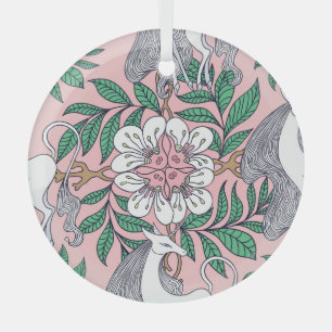 Fox Pattern: Whimsical Vintage Seamless Glass Tree Decoration