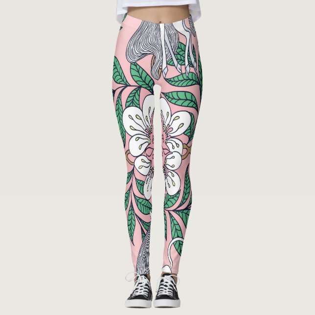 Fox Pattern: Whimsical Vintage Seamless Leggings (Front)