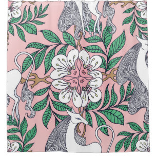 Fox Pattern: Whimsical Vintage Seamless Shower Curtain
