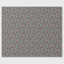 Fox Pattern Wrapping Paper in Soft Autumn Colours
