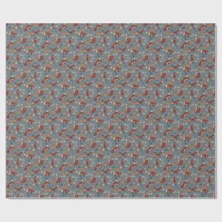 Fox Pattern Wrapping Paper in Soft Autumn Colours