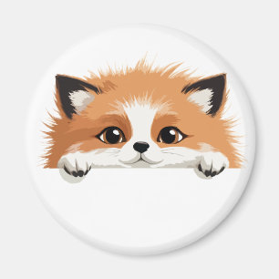 Fox Peeking Cute Adorable Funny Animal Cartoon Art Magnet