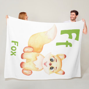 Fox personalise ABC: Letter F - Add Your Name Fleece Blanket