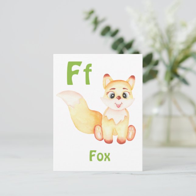 Fox personalise ABC: Letter F - Add Your Name Postcard (Standing Front)