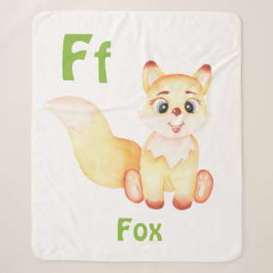 Fox personalise ABC: Letter F - Add Your Name Sherpa Blanket