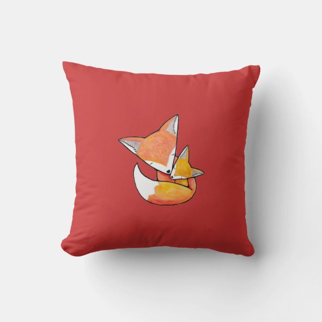 Fox Pillow Woodland Mum Baby Fox Cushion (Front)
