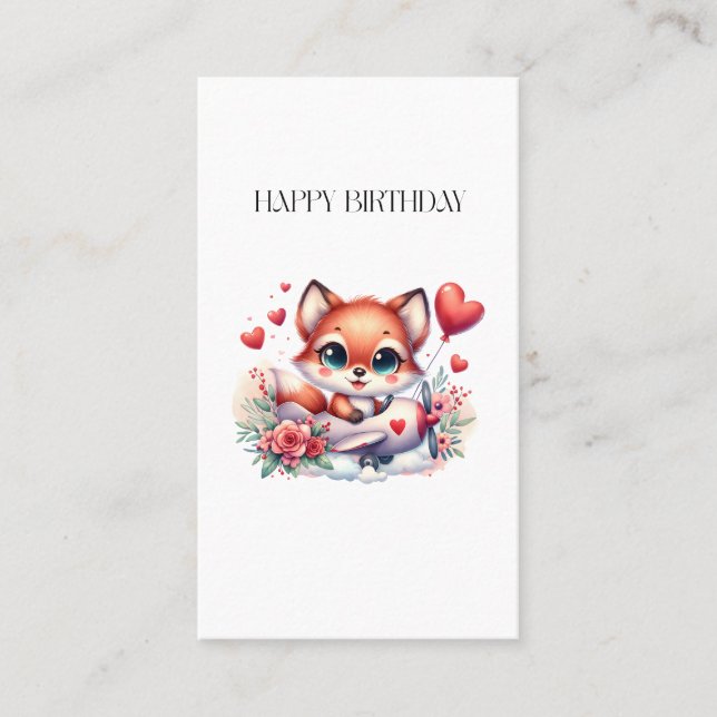 Fox Pilot Birthday Calling Card (Front)