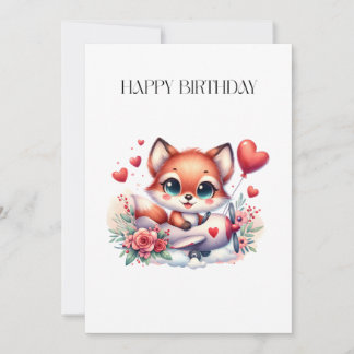 Fox Pilot Birthday Holiday Card