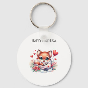 Fox Pilot Birthday Key Ring
