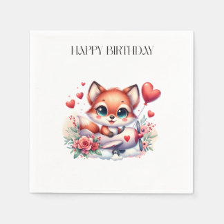 Fox Pilot Birthday Napkin