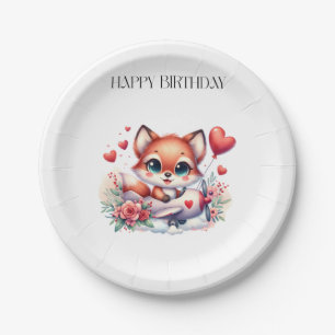 Fox Pilot Birthday Paper Plate