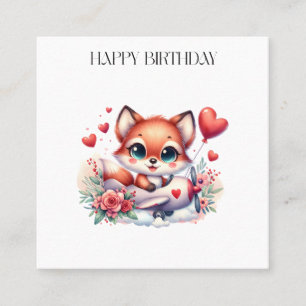 Fox Pilot Birthday Square Business Card