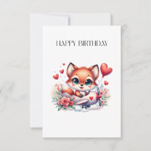 Fox Pilot Birthday Thank You Card