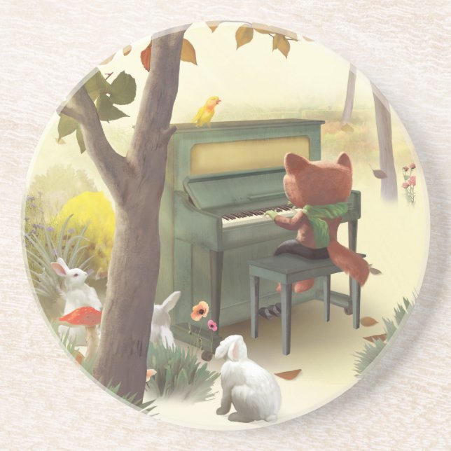 Fox Playing Piano Coaster (Front)