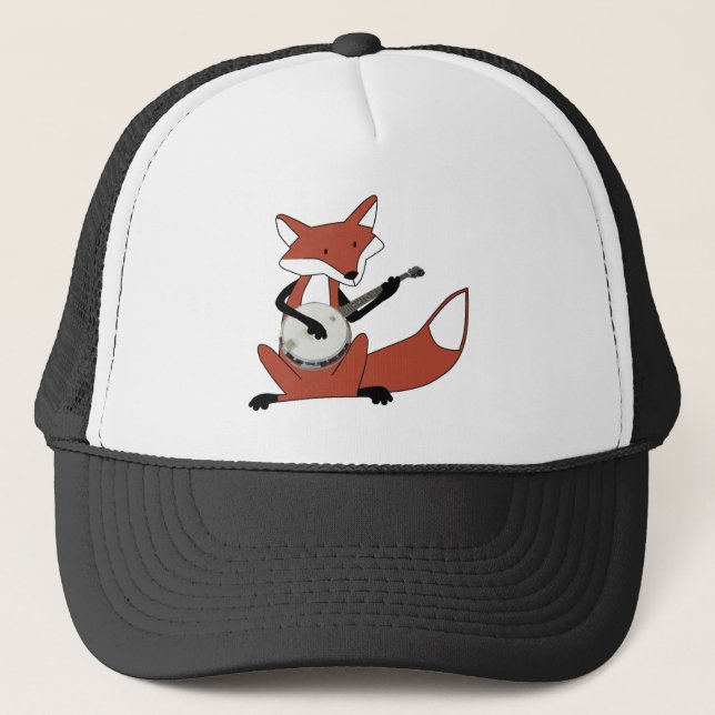 Fox Playing the Banjo Trucker Hat (Front)