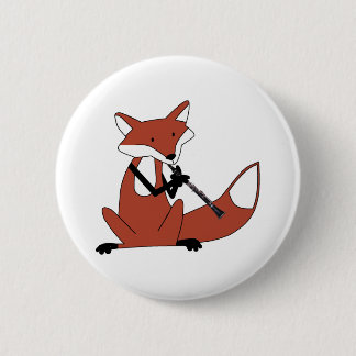 Fox Playing the Clarinet 6 Cm Round Badge