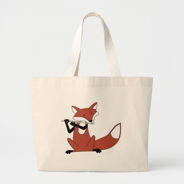 Fox Playing the Flute Large Tote Bag (Front)