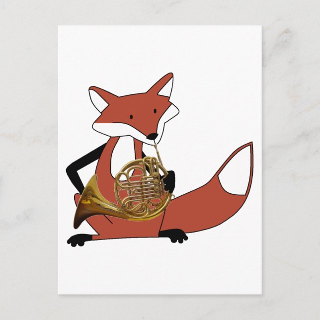 Fox Playing the French Horn Postcard (Front)