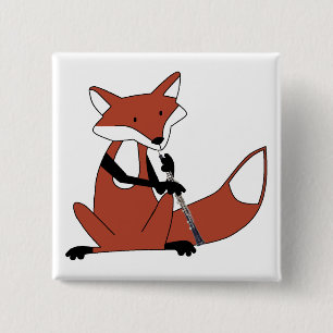 Fox Playing the Oboe 15 Cm Square Badge