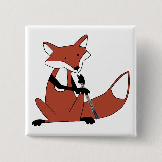Fox Playing the Oboe 15 Cm Square Badge