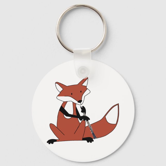 Fox Playing the Oboe Key Ring (Front)