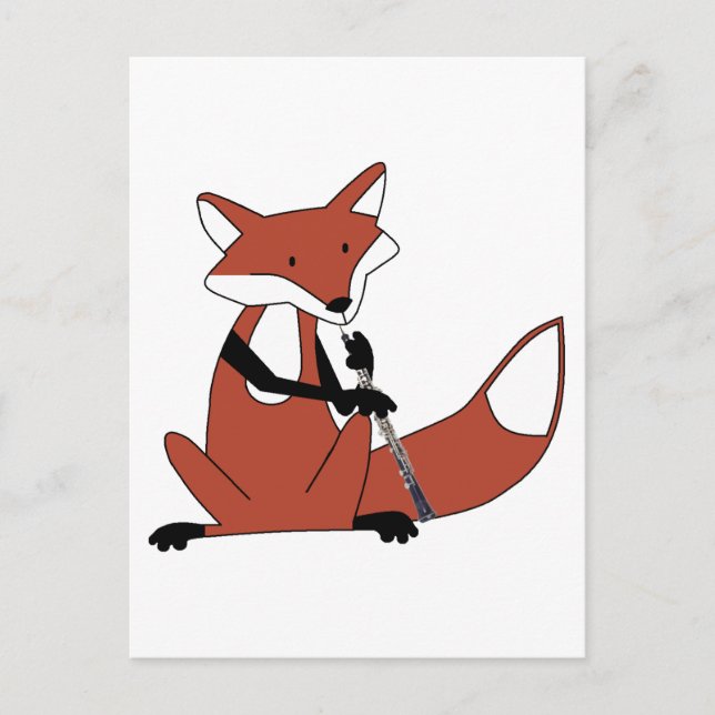 Fox Playing the Oboe Postcard (Front)