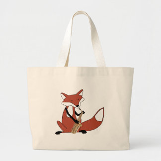 Fox Playing the Saxophone Large Tote Bag