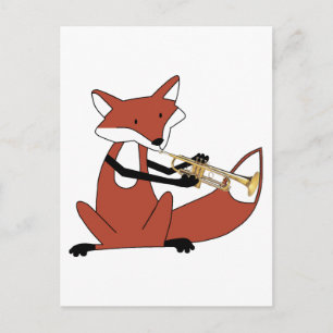 Fox Playing the Trumpet Postcard