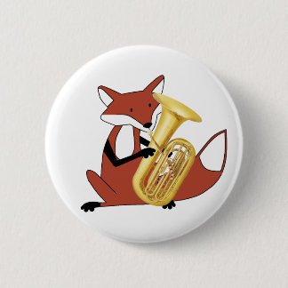 Fox Playing the Tuba 6 Cm Round Badge
