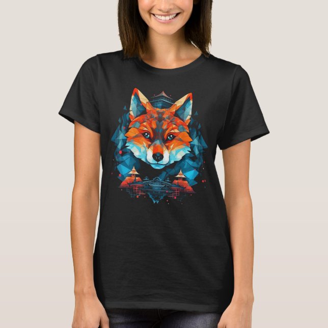 Fox Polygon - Animal Art Fox T-Shirt (Front)