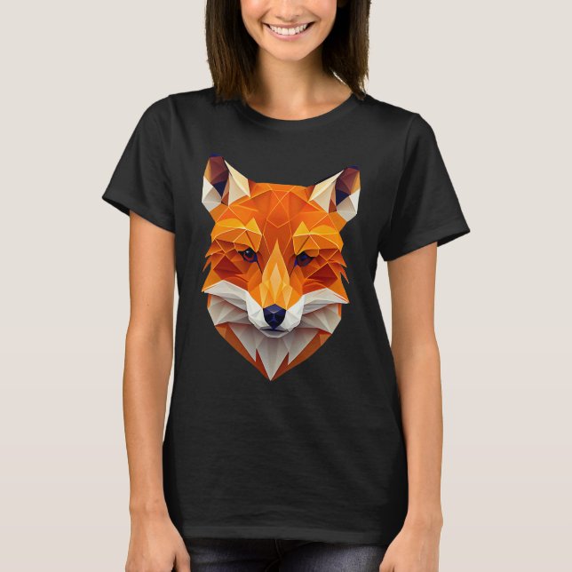Fox Polygon Wild Animal  Wildlife Zookeeper Geomet T-Shirt (Front)