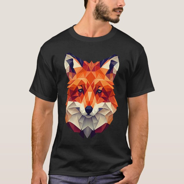 Fox Polygon Wild Animal  Wildlife Zookeeper Geomet T-Shirt (Front)