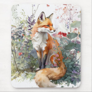 Fox Portrait Animal Painting Wildlife Outdoors Art Mouse Mat