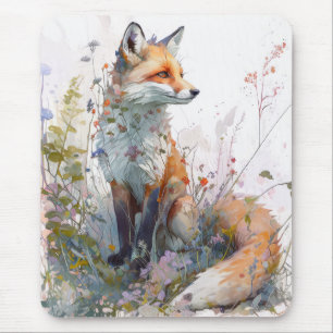 Fox Portrait Animal Painting Wildlife Outdoors Art Mouse Mat