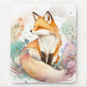 Fox Portrait Animal Painting Wildlife Outdoors Art Mouse Mat