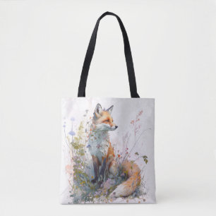 Fox Portrait Animal Painting Wildlife Outdoors Art Tote Bag