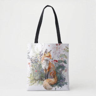 Fox Portrait Animal Painting Wildlife Outdoors Art Tote Bag