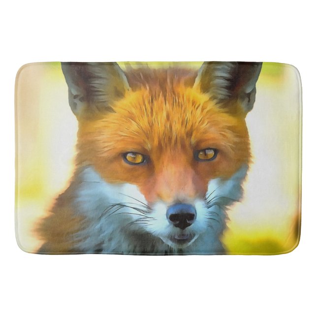 Fox Portrait Realistic Wildlife Art Bath Mat (Front)