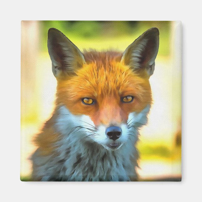 Fox Portrait Realistic Wildlife Art Magnet (Front)