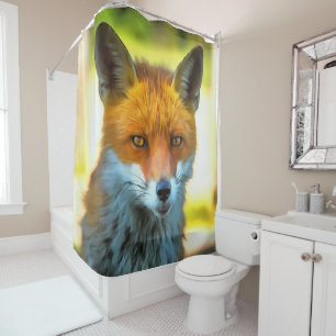 Fox Portrait Realistic Wildlife Art Shower Curtain