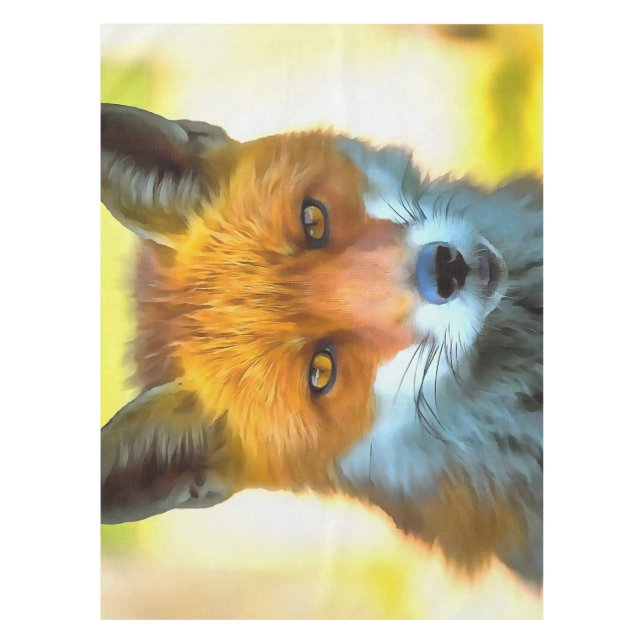 Fox Portrait Realistic Wildlife Art Tablecloth (Front)