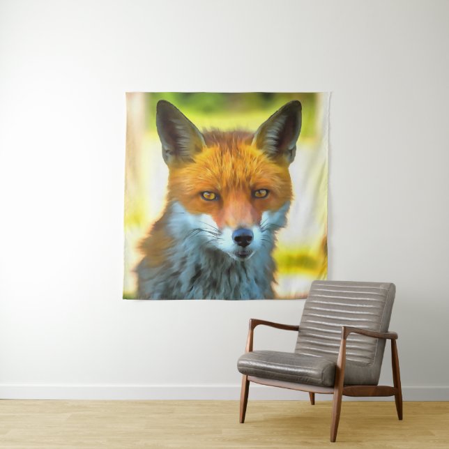Fox Portrait Realistic Wildlife Art Tapestry (In Situ)