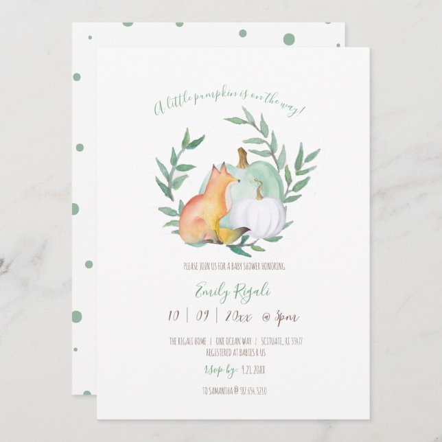 Fox Pumpkin Baby Shower Invitation (Front/Back)