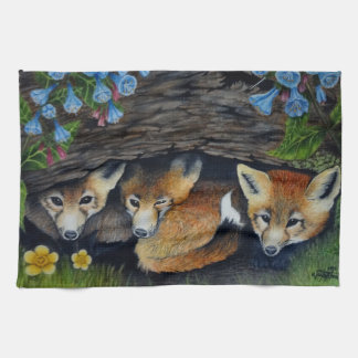 Fox Pups Tea Towel