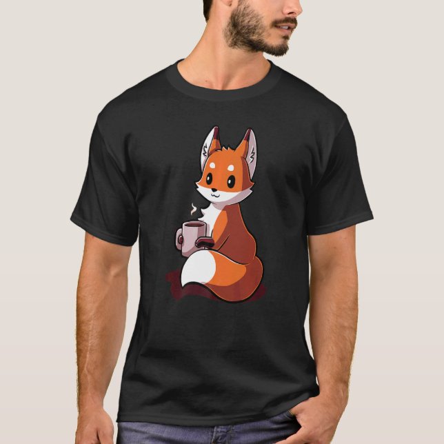 Fox Quote  Drinking Coffee Cool  Fox T-Shirt (Front)