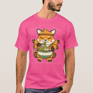 Fox Ramen Noodles Kawaii Anime Vitruvian Fox Ramen T-Shirt