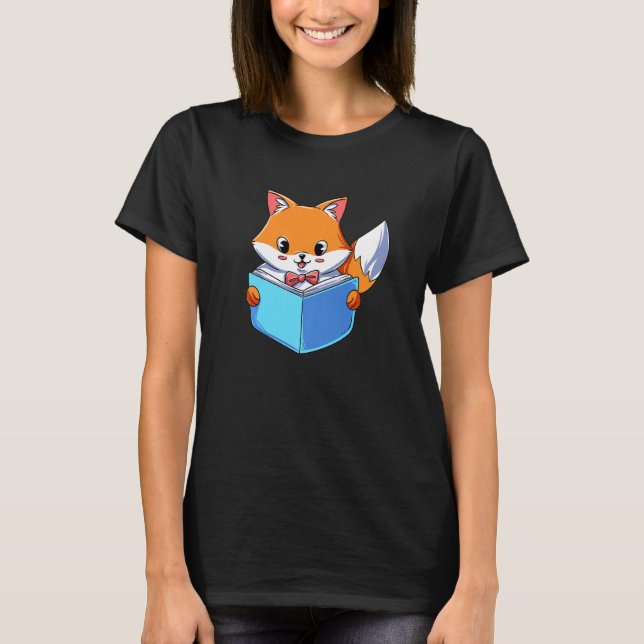 Fox Reading Book Reader T-Shirt (Front)