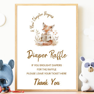 Fox Reading  New Chapter Begins Diaper Raffle Sign