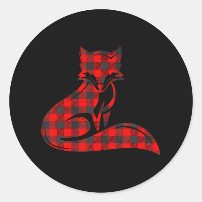Fox Red Buffalo Plaid Prairie Vixen Matching Classic Round Sticker (Front)