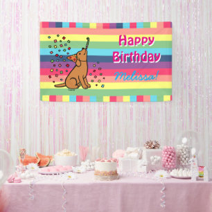 Fox Red Lab Birthday Party Confetti Horizontal Banner